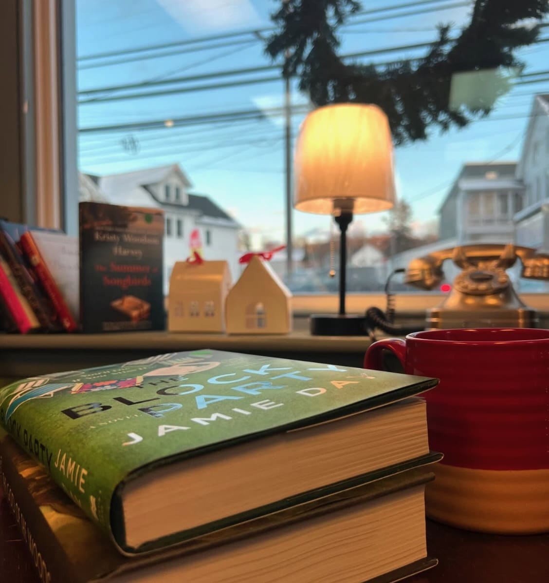 A cozy, interior view of Medina Books and Coffee.